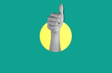 Dijital kolaj modern sanat. El daire şeklinde kaldırıldı.