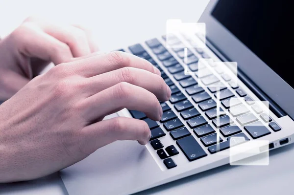 Close Hands Typing Keyboard — Stock Photo, Image