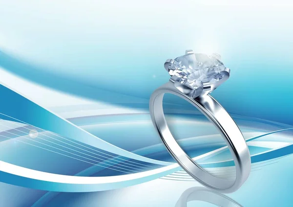 Vacker Ring Tillbehör Blå Bakgrund — Stockfoto