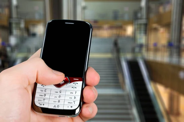 Kézi Mobiltelefon Hitelkártyával Okostelefonnal — Stock Fotó