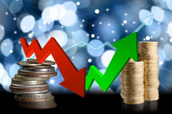 Finansiell Nedgång Och Tillväxt Diagram Aktiehandel Bakgrund — Stockfoto