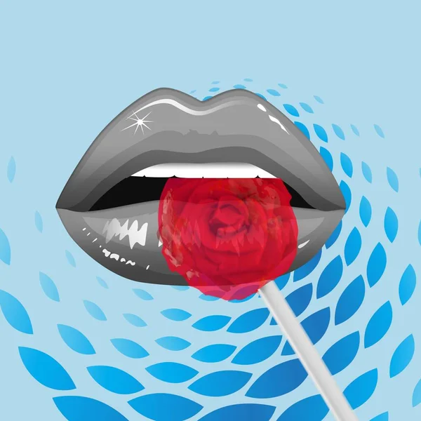 Funny Mouth Lollipop Rose Abstract Background Summer Concept — Stock Photo, Image