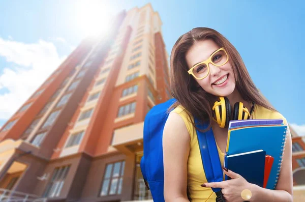 Photo Charming Attractive Young Woman Holding Textbooks — Stock Photo, Image
