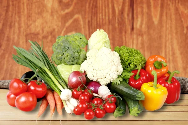 Fresh Vegetables Wooden Background — Stock Photo, Image