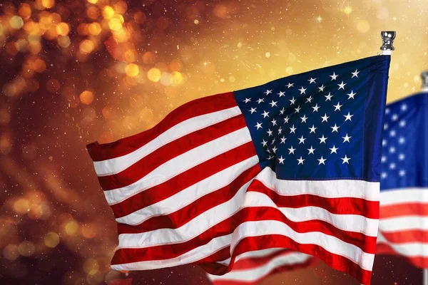 Σημαία Ηπα Αμερική Εθνική Έννοια Διακοπών Bokeh Φώτα Και Αστέρια — Φωτογραφία Αρχείου