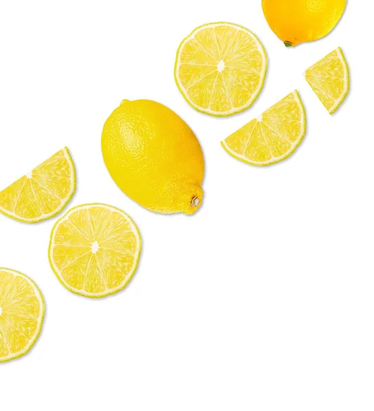 Fresh Lemons White Background Close — Stock Photo, Image