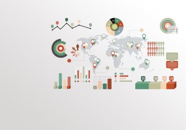 Veri. İş kadını renkli grafikler ve kavramları ile