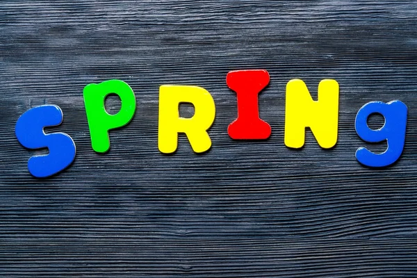 1. Spring  text on a wooden background — Stock Photo, Image