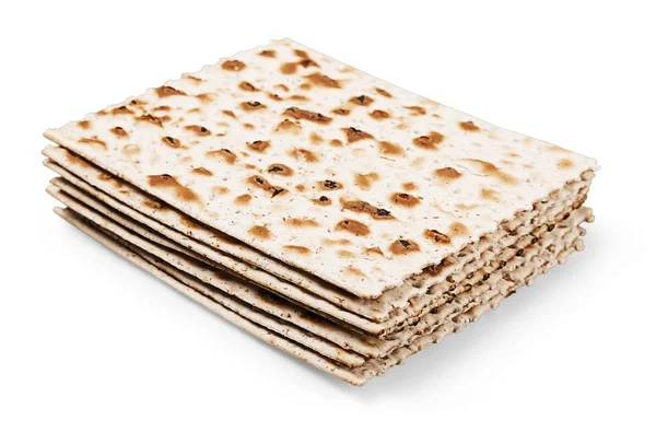 Matzahs. Joodse Pesach matzah geïsoleerd op wit — Stockfoto