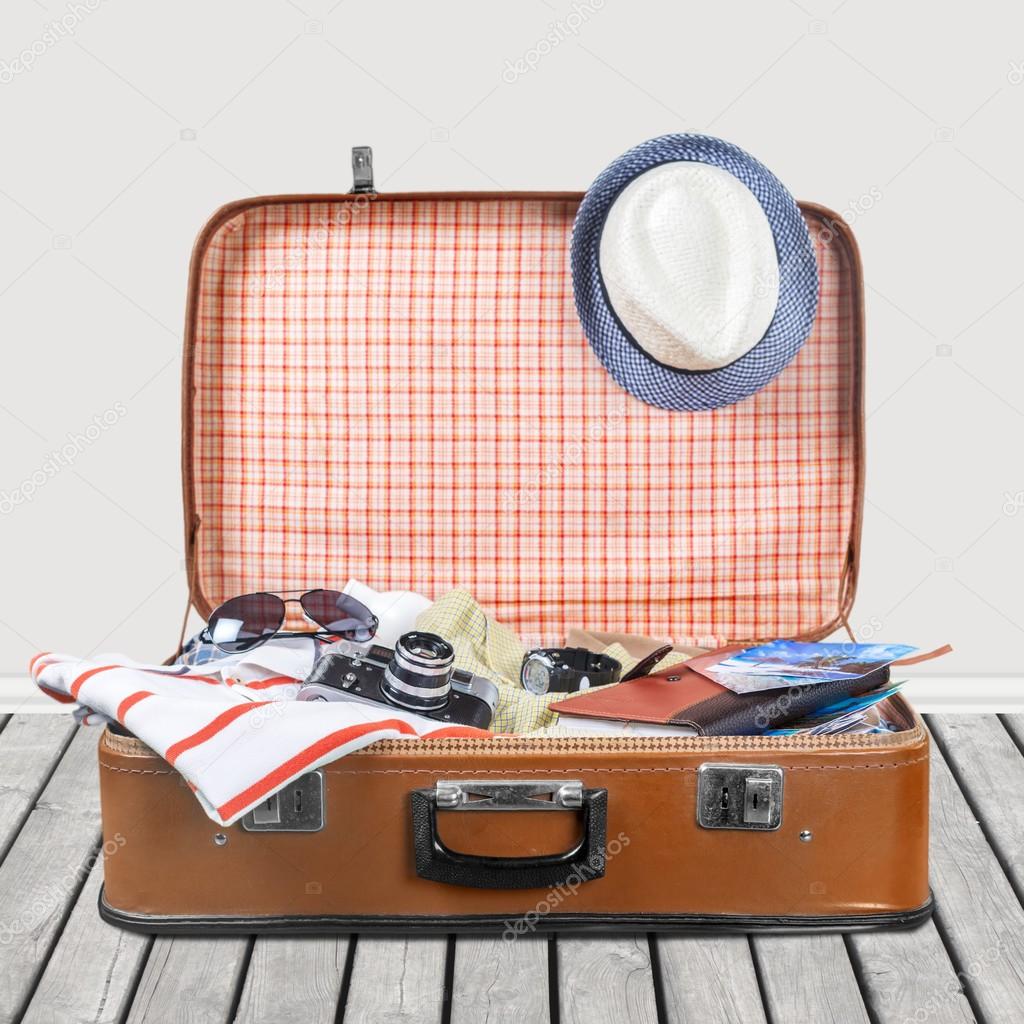 hat suitcase travel
