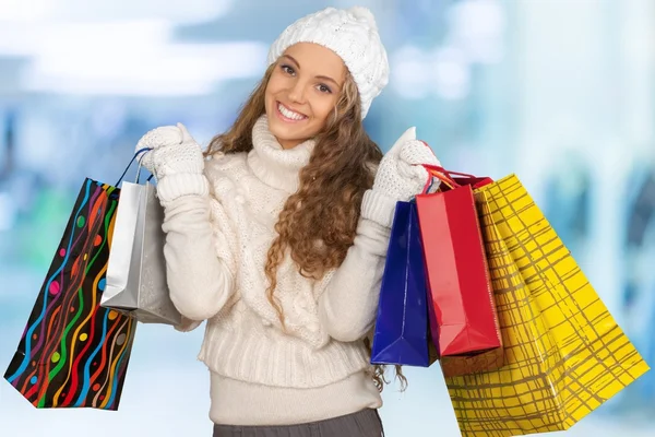 Kerstmis, winkelen, vrouwen. — Stockfoto