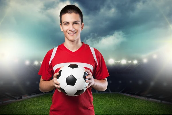Futbol, oyuncu, top. — Stok fotoğraf