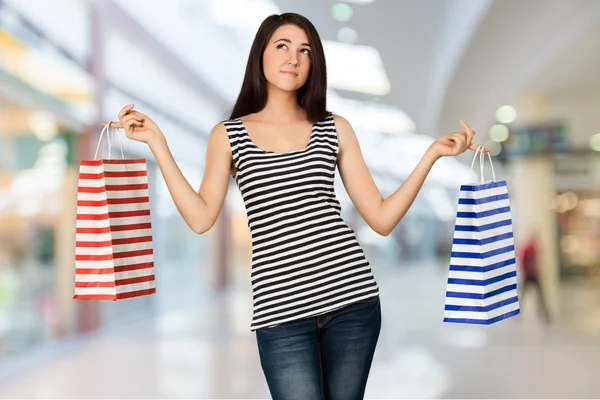 Winkelen, vrouwen, tas. — Stockfoto