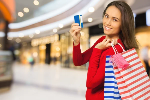 Einkaufen, Kreditkarte, Frauen. — Stockfoto