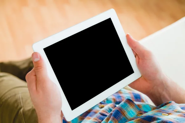 Tablet, home, couch. — Stock Photo, Image