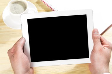 Tablet, iş, parmak.