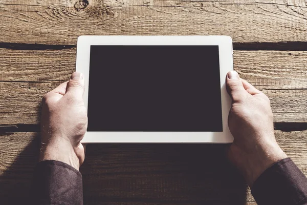 Ipad, café, mesa . — Fotografia de Stock