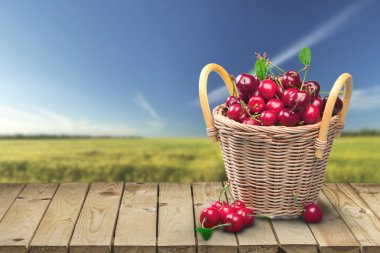 Kiraz, sepeti, meyve.