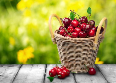 Kiraz, sepeti, meyve.