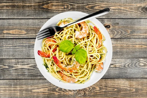 Pasta, Food, Shrimp. — Stock Photo, Image