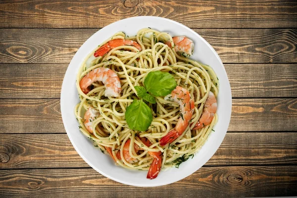 Pasta, Food, Shrimp. — Stock Photo, Image