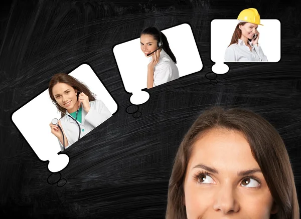 Mujeres, Pensando, Rostro Humano . — Foto de Stock