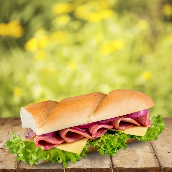 Sandwich, buchta, rychlé občerstvení. — Stock fotografie