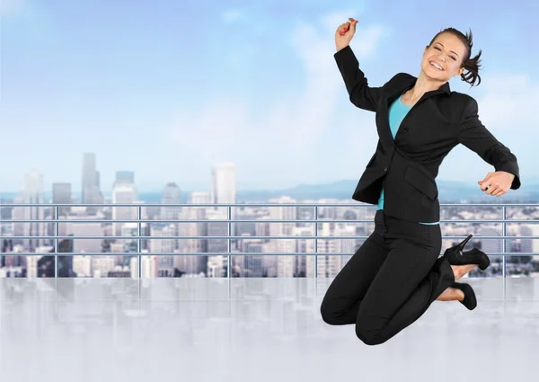 Jumping, Women, Business. — Stock Photo, Image