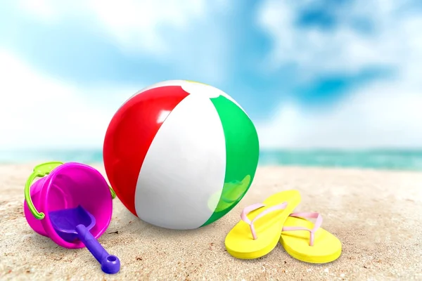 Beach Ball, Bucket, Toy. — Stock Photo, Image