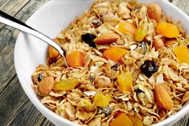 Mısır gevreği, Granola, sağlıklı beslenme.