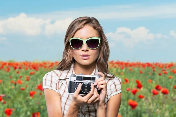 Óculos, hipster, menina . — Fotografia de Stock