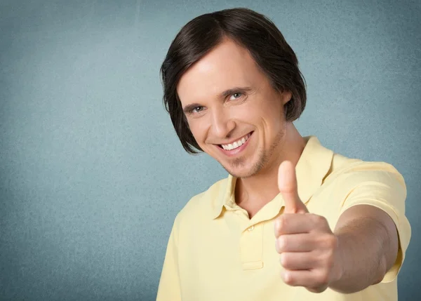 Men, Thumbs Up, Cheerful. — Stock Photo, Image