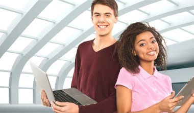 Genç, öğrenci, Laptop.