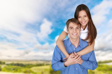 Çift, gülümseyen, neşeli.