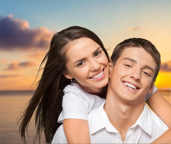 Praia, Casal, Felicidade . — Fotografia de Stock