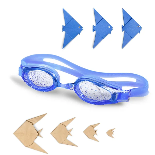 Plavecké brýle, Blue, izolované. — Stock fotografie