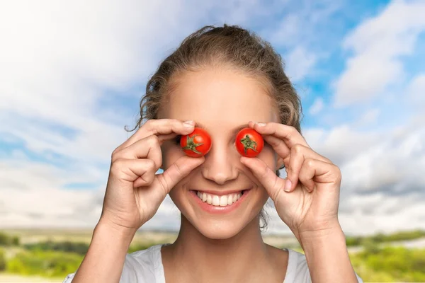 Vegetais, Tomate, Mulheres . — Fotografia de Stock