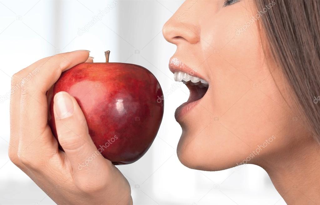 Apple, Eating, Women.