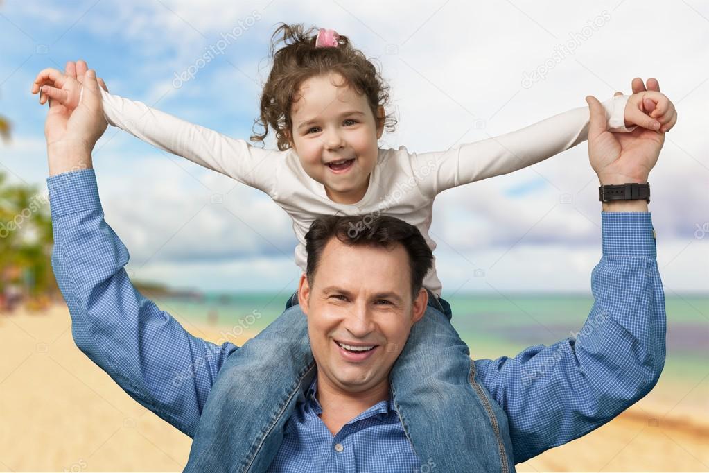 Child, Father, Shoulder.