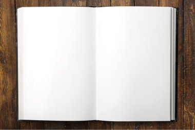 Kitap, açık, üst.