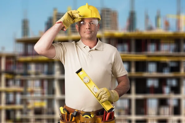 Trabajador de la construcción, Trabajador manual, Construcción . —  Fotos de Stock