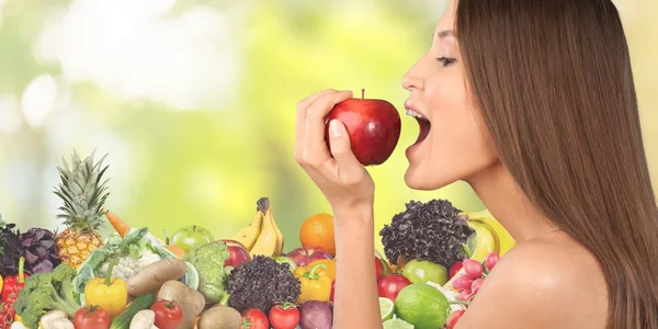 Eten, Apple, vrouwen. — Stockfoto