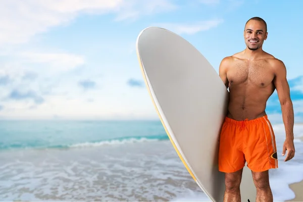 Surfer, strand, bali. — Stockfoto