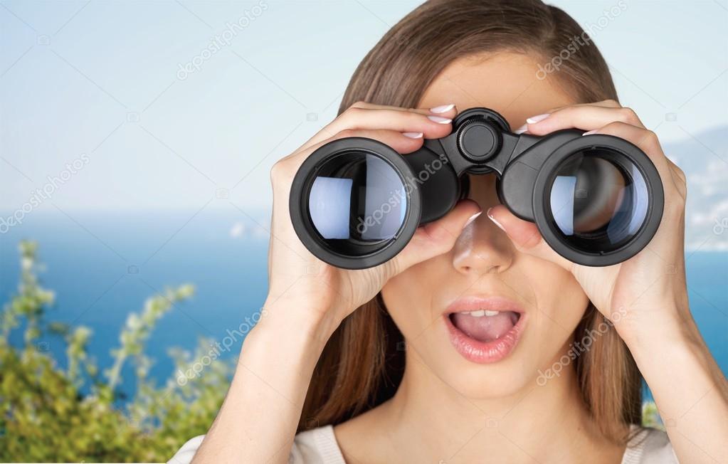 Binoculars, Women, Business.