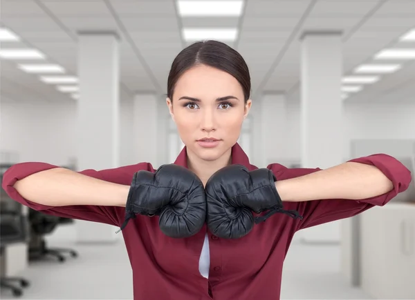 Boxe, Empresária, Mulher . — Fotografia de Stock