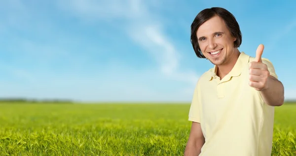 Männer, Daumen hoch, fröhlich. — Stockfoto