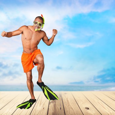 Yüzücü, arka plan, mayo.