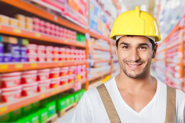 Retrato, obrero, hombre de cuello azul . — Foto de Stock