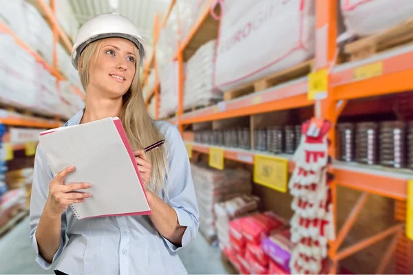 Ingenieur, vrouwelijk, bouw. — Stockfoto