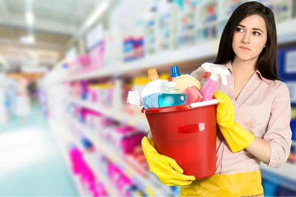 Cleaning, Women, Stereotypical Housewife. — Stock Photo, Image